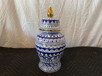 Modern Decorative Blue And White Urn