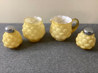 Fenton Honey Amber Creamer Sugar And Shaker Set