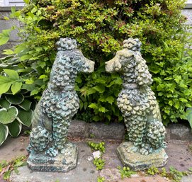 Pair Of Vintage Cement Poodle Garden Statues