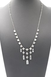 Stunning Antique Sterling Silver & Multi Crystal Fringe Chocker Necklace