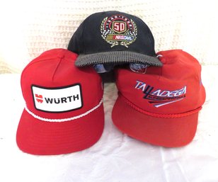 3 Talladega, Wurth & Nascar Car Racing Hats