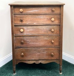 An Antique Rustic Oak Chest Of Drawers