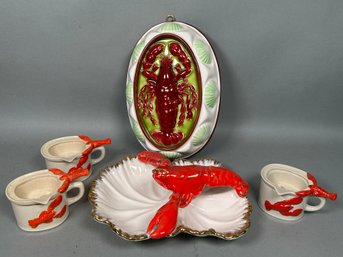 Lobster Platter, Butter Ramekins  & Ceramic Mold