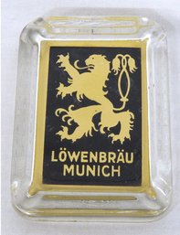 Vintage Lowenbrau Munich Glass Beer Advertising Ashtray