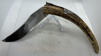 Scarce Original Antique 1865 JOHN SEARS & SON Large Ring Pull Knife With Carved Stag Handle- Civil War Era!