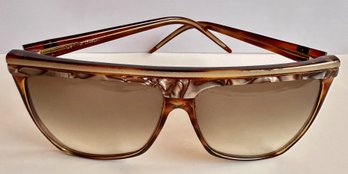 Vintage 1980s Laura Biagiotti Oversized Marbled Abalone & Gold Rim Sunglasses