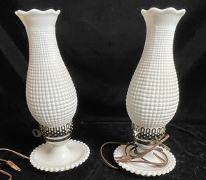 Pair Of Vintage Milk Glass Lamps