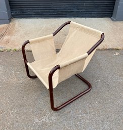 Vintage Tubular Metal Canvas Sling Chair