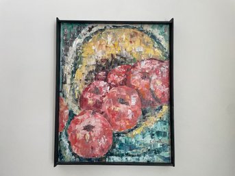 Framed Apple Abstract Painting, Signed