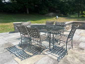 Brown Jordan Oval Dining Table With Six Chairs  (LOC: W2)