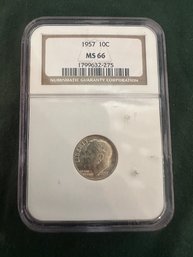1957 NGC MS66 Silver Roosevelt 10c