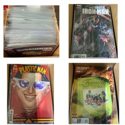 Box Of Comic Books ~ Half Full ~ Iron Man, Mister Miracle, Plastic Man & More