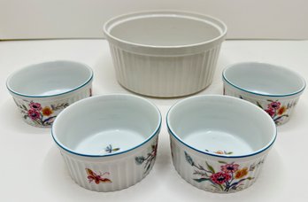 4 Jardin By Andrea Floral Ramekins & Casserole Dish