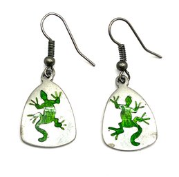 Vintage  Green Lizard Dangle Earrings