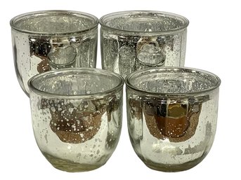 Set Of Four Mercury Glass Candle Holders