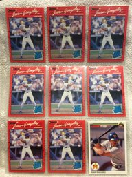 (9) 1990 Juan Gonzalez Rookie Cards With Donruss Reverse Negative Error Card - K