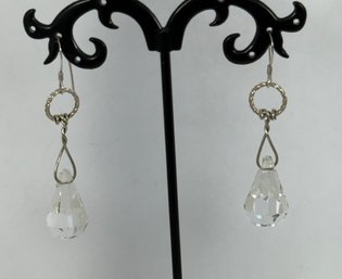 STERLING SILVER AND CRYSTAL DROP DANGLE EARRINGS