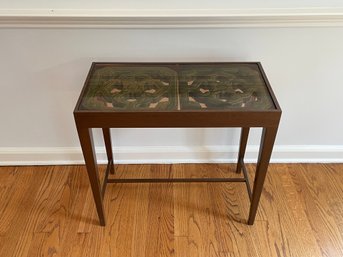 Small Glass Top Table Displaying Chinese Jade Breezeway Tile Insert