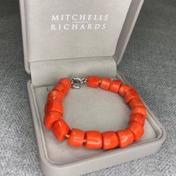 Fabulous $295 Genuine Chunky Orange Coral Necklace With Sterling Silver Clasp - $295 Retail Price - Brand New