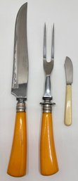 Vintage Washington Forge Bakelite Serving Set Knife & Fork& Mutual Bakelite Spreader
