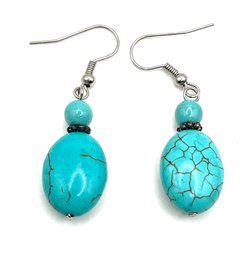 Vintage Turquoise Color Large Beaded Dangle Earrings