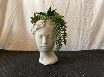 Women's Face Planter With Fake Plant