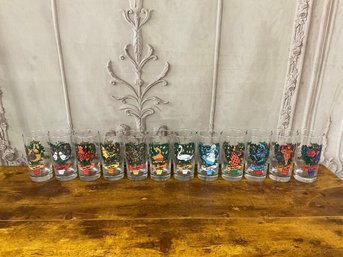 Vintage Indiana Glass 12 Days Of Christmas Full Set Of Tumblers - Awesome!!