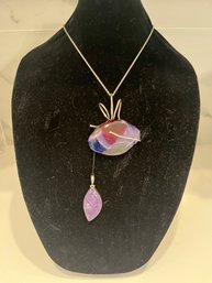 Beautiful Necklace With Colorful Stone Pendant