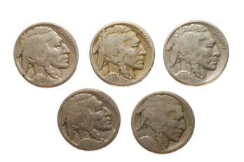 5 Indian Head Buffalo Nickels 1925-1934-1937