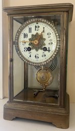 French Japy Freres Brass And Glass Regulator Clock
