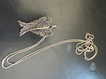 Sterling Silver Wing Pendant On Sterling Chain