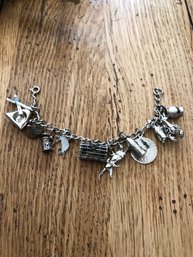 Beautiful Sterling Charm Bracelet W/12 Charms. 50 Grams!