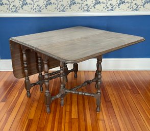 Antique Mahogany Gate Leg Drop Leaf Dining Table With Leaf Extensions