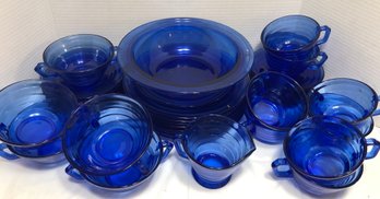 Blue Glass Dinner Service For 8 - See Description