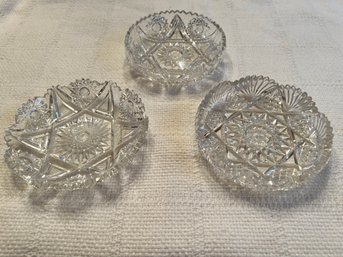 Trio Of American Brilliant Period Cut Glass Bowls