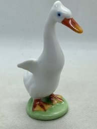 Charming Vintage HEREND HUNGARY Miniature Porcelain Standing Goose Figurine