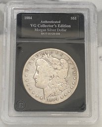 Authenticated VG Collector's Edition Morgan Silver Dollar 1884