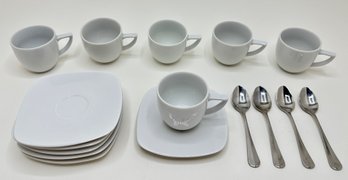 Vintage Espresso Cups & Saucers Service For 6 & 4 Spoons