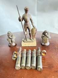 Generous Lot:  Knight, Military Shell Cases, Figurines