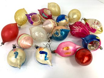 Group Of 18 Vintage Christmas Teardrop Shape Ornaments - Group #2