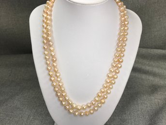 Wonderful Double Strand Cultured Baroque Champagne Pearl Necklace With Gold Filled Clasp - Very Pretty Set