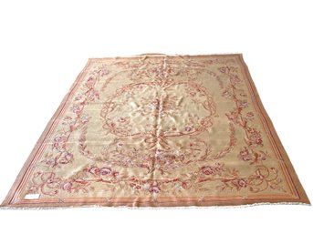 Vintage Sino-aubusson Flatweave Room Size Rug 7.5' X 9.3' (9)