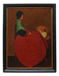 The Red Blanket With Teddy Bear By George Ignatuis Robinson Signed