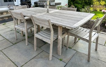 Gloster Teak Table And 6 Chair Set With Umbrella Stand