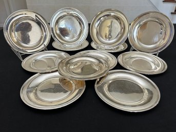 Set Of 12 Sterling Silver Plates 24.88 T. Oz