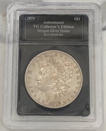 Authenticated VG Collector's Edition Morgan Silver Dollar 1879