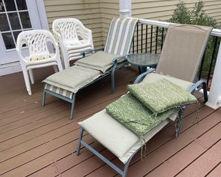 Patio Loungers, Chairs And Table