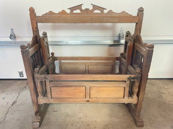 Antique Carved Wooden Rocking Cradle Circa 1860 Cradle From India