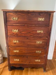 Antique Wooden 5 Drawer Dresser/chest For Restoration