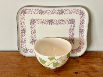 Limoges Porcelain Platter Together With A Pottery Bowl